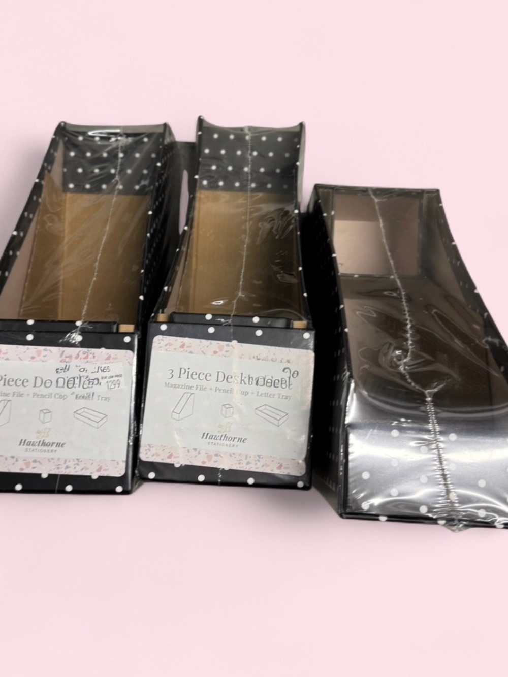 Black Polka Dot 3-Piece Desktop Set